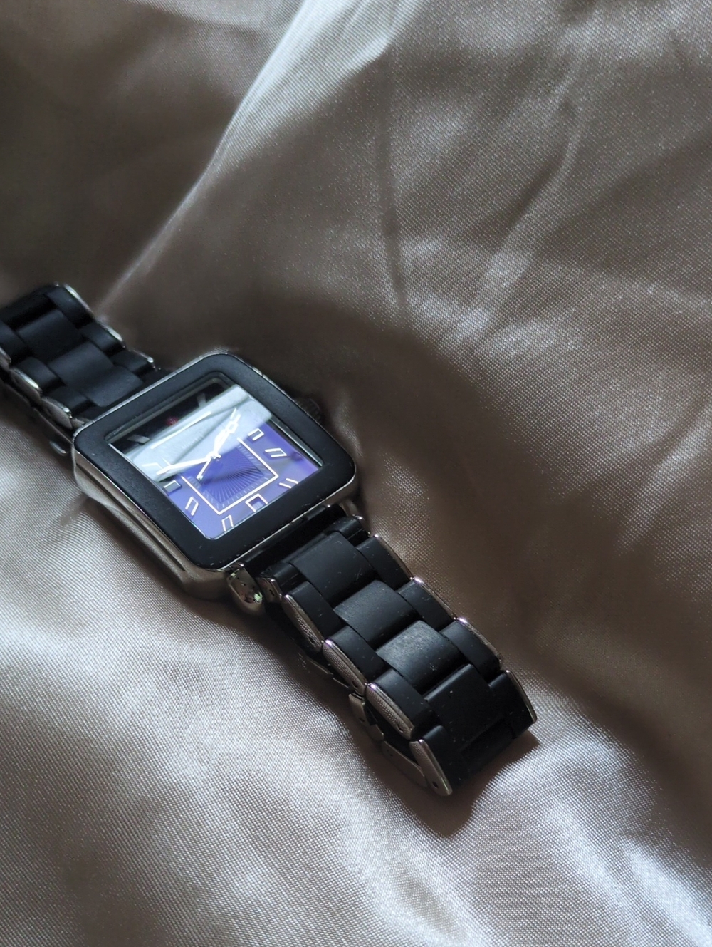 MICHELE Black & Silver Sport Deco women's watch